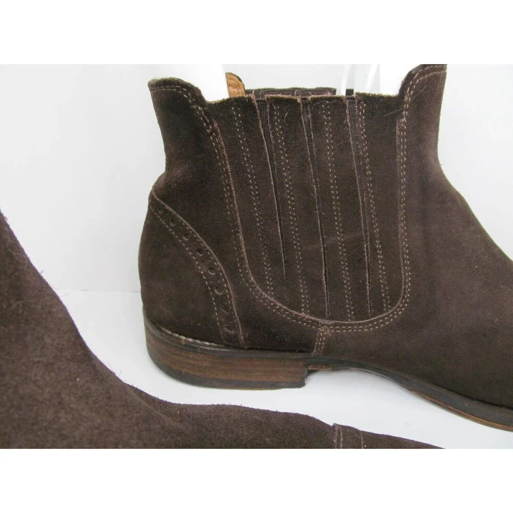 Johnston & Murphy  Suede Captoe Chelsea Ankle Boots US 11.5 M 1850 Mend Brown